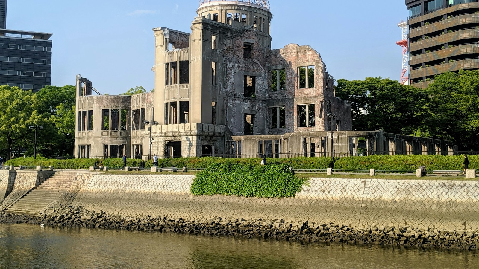 The Atomic Bomb Dome beside the river in Hiroshima